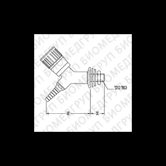 120522 Кран лабораторный д/природного газа угловой д/установки в стену/стеллаж угол 45 градусов
