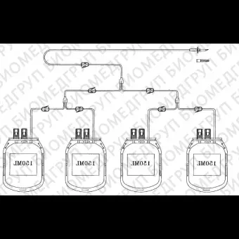 Контейнер для крови счетверенный, переносимый 150/150/150/150 мл
