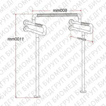 Поручень HS004 Uобразный для туалетов/писсуаров с креплением к полу