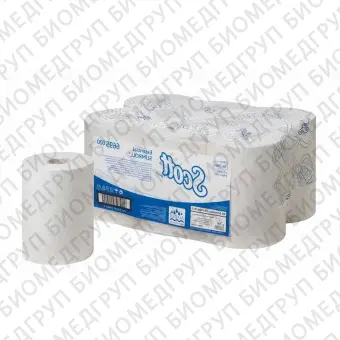 Полотенца бумажные 190 х 0,198 м, Scott Essential Slimroll, рулонные, белые, однослойные, 6 рулонов х 190 м, KimberlyClark, 6695
