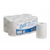 Полотенца бумажные 190 х 0,198 м, Scott Essential Slimroll, рулонные, белые, однослойные, 6 рулонов х 190 м, Kimberly-Clark, 6695